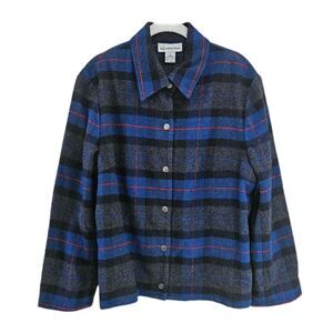 80s 90s cottagecore academia plaid wool blend jacket